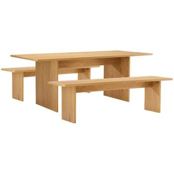 Alma Conjunto De Mesa Y 2 Bancos De 180 Cm De Estilo Escandinavo