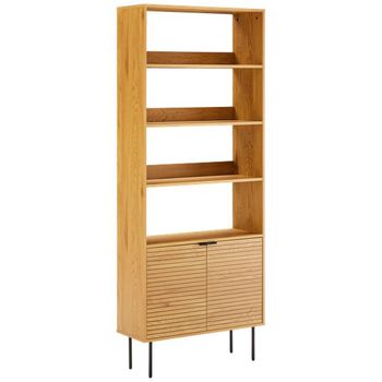 Librería De Madera Con 4 Estantes Y 2 Puertas Stinna