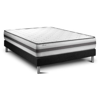 Cama Completa - Colchón Flexitex + Base Tapizada 3d + 6 Patas De 32cm +  Almohada De Fibra, 135x200 Cm con Ofertas en Carrefour