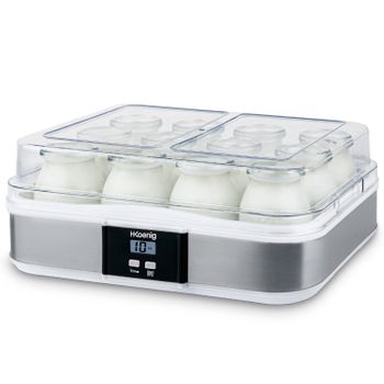 Homcom Yogurtera 30 W 1.44 L Con 8 Tarros De Cristal De 180 Ml Blanco