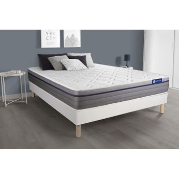 Pack Colchón Actiflex Zen 130x220cm + Somier Blanco -  Muelles Ensacados Y Espuma Viscoelástica