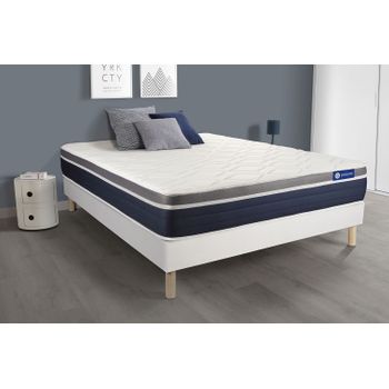 Pack Colchón Actiflex Confort 130x220cm + Somier Blanco -  Muelles Ensacados Y Espuma Viscoelástica