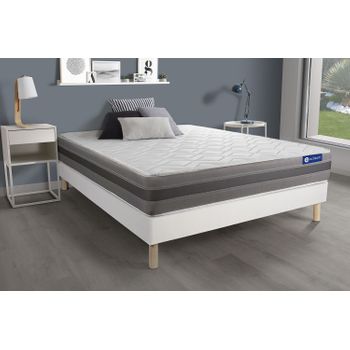 Pack Colchón Actiflex Relax 120x220cm + Somier Blanco -  Muelles Ensacados Y Espuma Viscoelástica