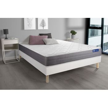 Somier + Colchón Espuma Viscoelástica Con Kit De Base De Cama Blanco 120x210cm - Comodidad Moderadamente Firme