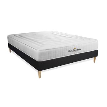 Somier + Colchón Espuma Viscoelástica Con Kit De Base De Cama Negro 180x190cm - Comodidad Firme