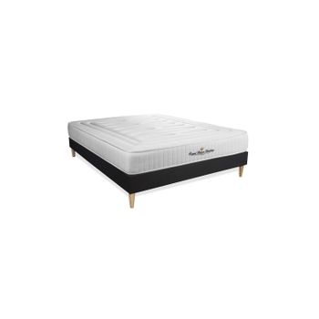 Somier + Colchón Espuma Viscoelástica Con Kit De Base De Cama Negro 160x220cm - Comodidad Firme