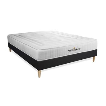 Somier + Colchón Espuma Viscoelástica Con Kit De Base De Cama Negro 160x210cm - Comodidad Firme