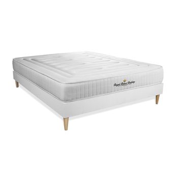 Somier + Colchón Espuma Viscoelástica Con Kit De Base De Cama Blanco 180x220cm - Comodidad Firme