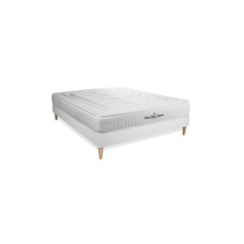 Somier + Colchón Espuma Viscoelástica Con Kit De Base De Cama Blanco 150x190cm - Comodidad Firme