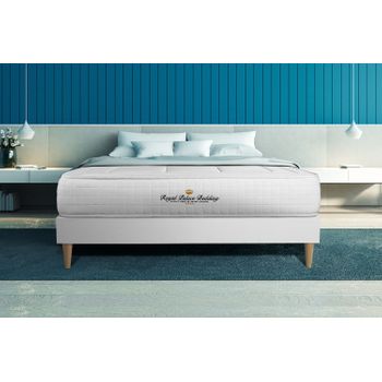 Somier + Colchón Espuma Viscoelástica Con Kit De Base De Cama Blanco 130x200cm - Comodidad Firme