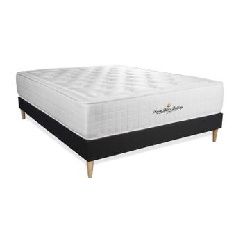 Somier + Colchón Espuma Viscoelástica Con Kit De Base De Cama Negro 200x200cm - Comodidad Equilibrado