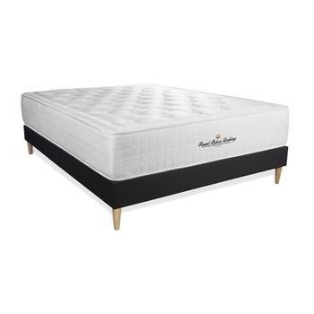 Somier + Colchón Espuma Viscoelástica Con Kit De Base De Cama Negro 160x195cm - Comodidad Equilibrado