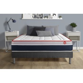 Cama Completa - Colchón Flexitex Con Tejido 3d Y Aloe Vera, Altura 18 Cm +  Base Tapizada Negra Con Patas De 25 Cm + Almohada Viscoelástica, 135x190 Cm  con Ofertas en Carrefour