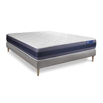 Cama Completa - Colchón Flexitex Con Tejido 3d Y Aloe Vera, Altura 18 Cm +  Somier Lama Ancha Con Patas De 32 Cm + Almohada De Fibra, 90x180 Cm con  Ofertas en Carrefour