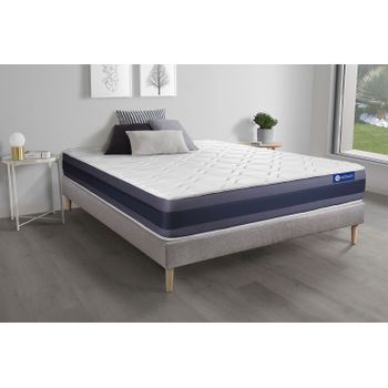 Somier + Colchón Látex Y Espuma Viscoelástica Con Kit De Base De Cama Gris 120x210cm - Comodidad Equilibrado