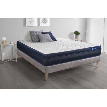 Somier + Colchón Látex Y Espuma Viscoelástica Con Kit De Base De Cama Gris 120x195cm - Comodidad Muy Firme