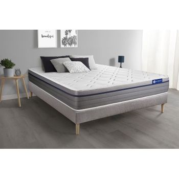 Somier + Colchón Espuma Viscoelástica Con Kit De Base De Cama Gris 120x195cm - Comodidad Equilibrado