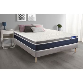 Somier + Colchón Espuma Viscoelástica Con Kit De Base De Cama Gris 120x220cm - Comodidad Moderadamente Firme