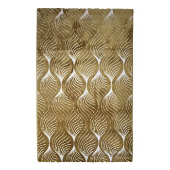 Alfombra Salón Pelo Suave Motivos Geométricos Oro Amarillo Ocre Blanco 150x200cm