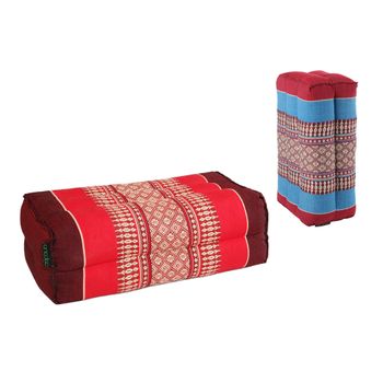 Standard - Juego De 2 Yoga Y Meditación Cojín Zafu Estándar - Kapok De Alta Densidad 100% Natural - Confort Y Firmeza - Estabilidad De Asís - Borgoña Azul Rojo Borgoña /