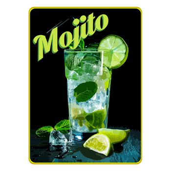 Cocktail - Póster De Firma - Póster De Pared - Formato Retrato - Papel Fine Art Mate 270g - Diseño Mojito - 30x40 Cm