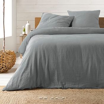 Ropa De Cama De Gasa De Algodón Gris 240 X 260 Cm