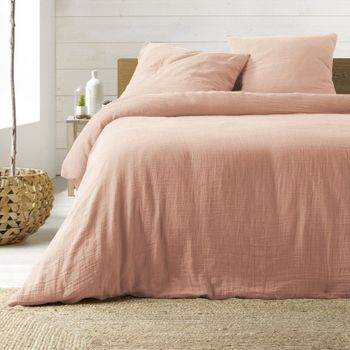 Ropa De Cama De Gasa De Algodón Rosa 240 X 260 Cm