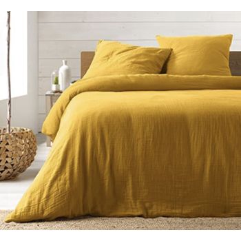 Juego De Cama De Gasa De Algodón Amarillo 240 X 260 Cm