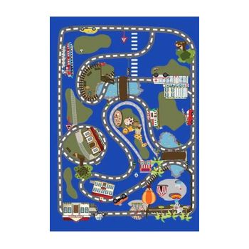 Alfombra Infantil Circuito De Coches 80 X 150 Cm - Azul