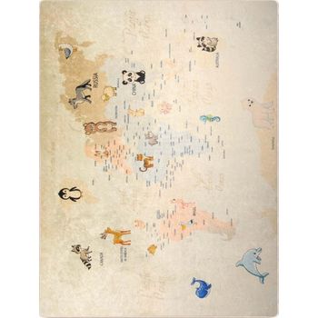 Alfombra Infantil World 80 X 150 Cm - Beige