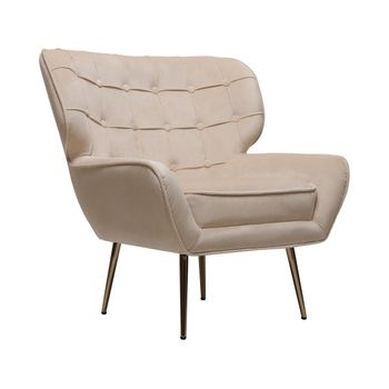 Sillón De Terciopelo "austin" - 79 X 71 X 79,5 Cm - Beige