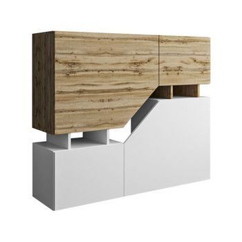 Buffet Alto "ceelias" - 120 X 32 X 100 Cm - Blanco/marrón