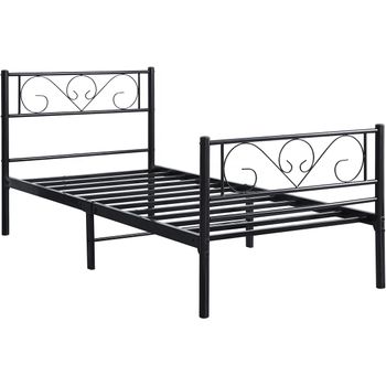 Cama De Metal "elodie" - 90 X 190 Cm - Negro