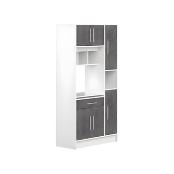 Aparador De Cocina Mady 1 Cajón 91x40x180 Cm Color Gris, Blanco Vente-unique