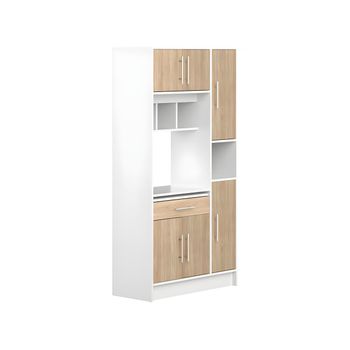 Aparador De Cocina Mady 1 Cajón 91x40x180 Cm Color Color Natural Claro, Blanco Vente-unique