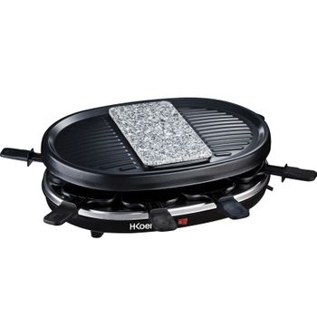 Raclette 8 Personas Rp80 H.koenig, Plancha De Piedra Natural, Grill,900 W, Acero Inoxidable,