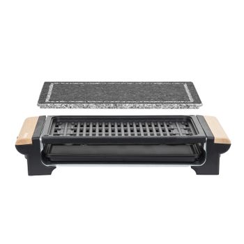 Plancha De Piedra Natural Y Grill Rp320 H.koenig, Temperatura Regulable, Acero Inox, 8 Personas, 1400w, Madera