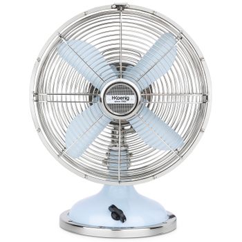 Ventilador Eléctrico Retro Vintage Joe50 H.koenig, Azul Claro, Diseño Silencioso, 3 Velocidades