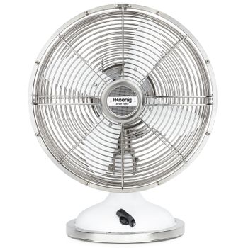 Ventilador Eléctrico Retro Vintage Joe50 H.koenig, Blanco, Diseño Silencioso, 3 Velocidades, 33 W