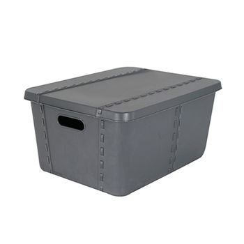 Caja de Almacenaje con Tapa Gris Plástico 6 L (21,5 x 11 x 32 cm) (12  Unidades)