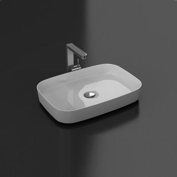 Lavabo Blanco Brillante Sobre Encimera Siena De Mármol Cultivado