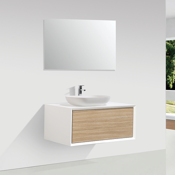 Mueble De Baño Montado 90cm Palio, Blanco / Roble Claro