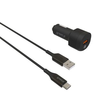 Cargador De Coche Qc 3.0 Usb 3a Con Cable Usb-a A Usb-c De 1,3m