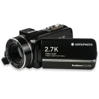 Agfa Photo Realimove Cc2700 - Videocámara Digital (2,7k, 24mp, Pantalla Táctil De 3", Zoom 18x, Mando A Distancia, Batería De Litio) Negro