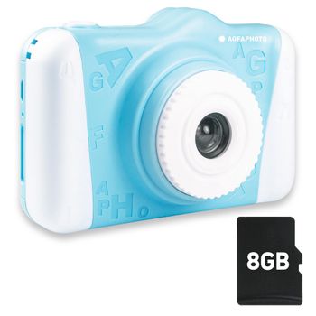 Agfa Photo Pack Realikids Cam 2 + Tarjeta Sd 8gb - Cámara Digital Hd Para Niños Con Ranura Para Tarjeta Sd De Hasta 32gb | Sólido Agarre | Diseño Ergonómico - Azul