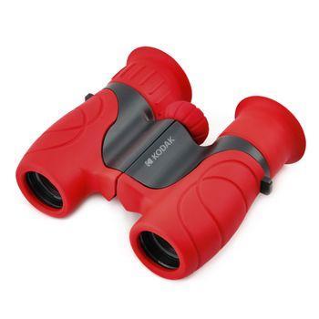 Kodak Children's Binocular Bcs100 - Prismáticos Compactos Para Niños, Goma Blanda, Ergonómicos, Correa De Transporte Y Estuche Incluidos, 8 Aumentos - Rojo