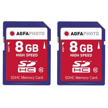 Agfaphoto Pack 2 Tarjetas De Memoria Flash Sdhc 10408 - Capacidad 16gb + 16gb - Azul