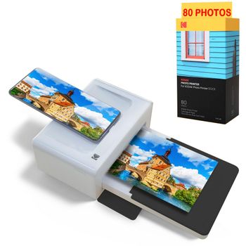 Kodak - Pd460 Printer Pack + Cartucho Y Papel Para 80 Fotos - Bluetooth Photo & Docking - Tarjeta Postal Tamaño 10x15 Cm