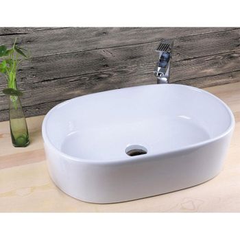 Lavabo Blanco Brillante Sobre Encimera Cerámico Verona 55 X 35 Cm