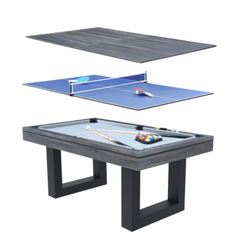 Mesa De Juegos Multijugador 3 En 1 Billar Y Ping Pong De Madera Gris Denver